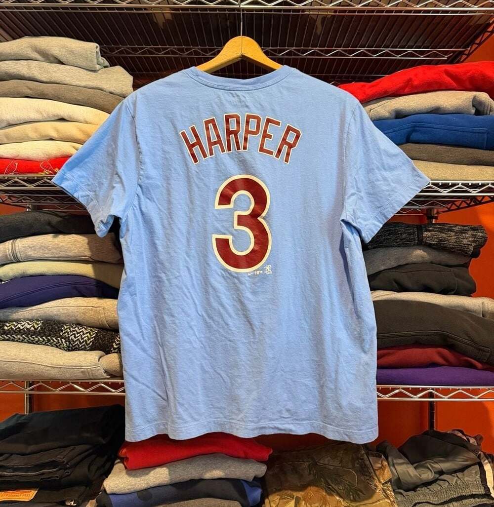 Mens Nike Bryce Harper 3 Philadelphia Phillies Powder Blue T-Shirt Large Men